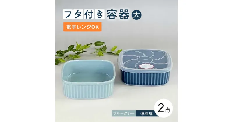 【ふるさと納税】【波佐見焼】便利な蓋つき容器 大サイズ（ブルーグレー・薄瑠璃）2個セット【和山】[WB130 ]