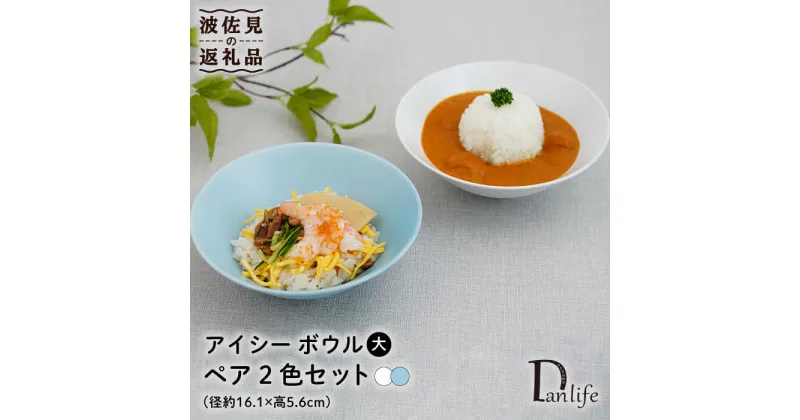 【ふるさと納税】【波佐見焼】アイシー ボウル 大 （ブルー・ホワイト） ペアセット 食器 皿 【団陶器】 [PB113]