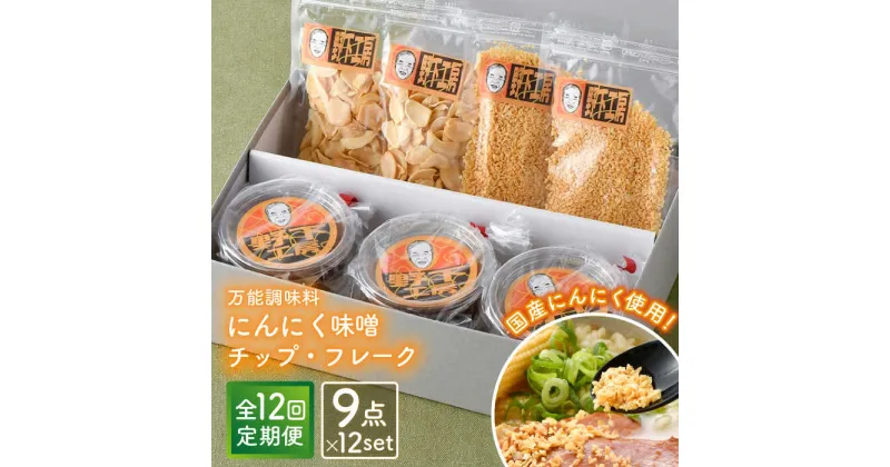 【ふるさと納税】【全12回定期便】にんにく味噌 にんにくチップ フレーク 詰め合わせセット 万能調味料 国産【野下上絵】 [LE17]