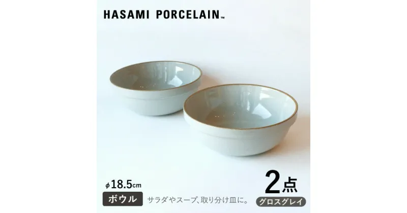 【ふるさと納税】【HASAMI PORCELAIN】ミッドディープラウンドボウル グロスグレイ 185mm 2点セット【東京西海】 [DD213]