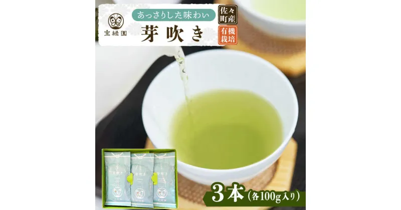 【ふるさと納税】【爽やかな旨味】さざの 有機栽培茶 芽吹き 100g×3本【宝緑園】 [QAH006] 緑茶 煎茶 お茶 茶葉 日本茶 オーガニック 有機栽培 ギフト 贈答 プレゼント エコファーマー 人気 ギフト 贈り物 贈答用 9千円 9000円 10000円 1万円 以下