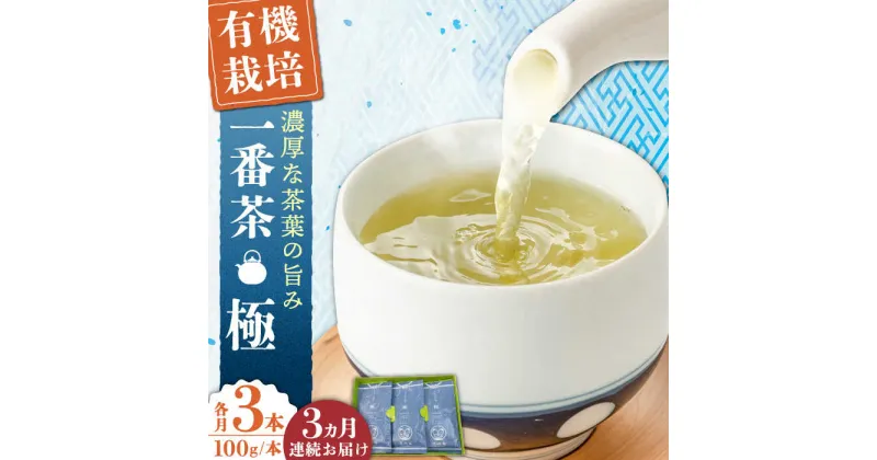 【ふるさと納税】【全3回定期便】「1番茶の濃厚な旨味！」さざの 有機栽培茶 極 （100g×3本/回）【宝緑園】 [QAH022] 緑茶 煎茶 お茶 茶葉 日本茶 オーガニック 有機栽培 ギフト 贈答 プレゼント エコファーマー