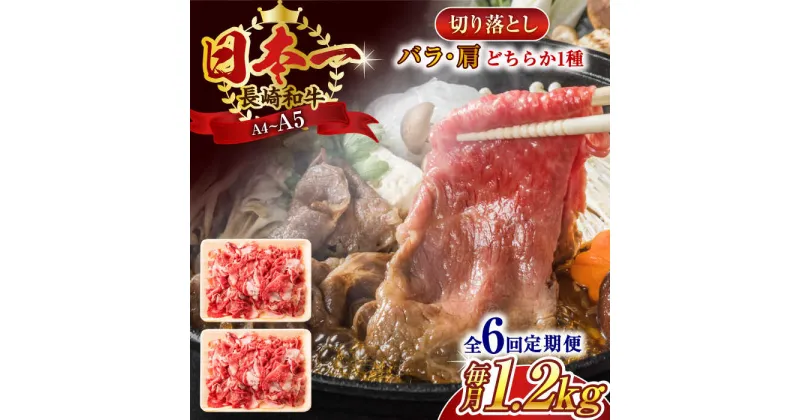 【ふるさと納税】【全6回定期便】【A4～A5】長崎和牛切り落とし　1.2kg(600g×2p）【株式会社 MEAT PLUS】[QBS052]