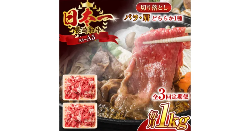 【ふるさと納税】【全3回定期便】【A4〜A5】長崎和牛切り落とし　1kg(500g×2p）【株式会社 MEAT PLUS】[QBS048]