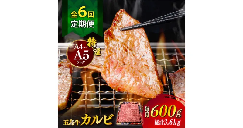 【ふるさと納税】【全6回定期便】【幻の和牛！とろける肉汁がたまらない…！】 五島牛 特選 カルビ 600g 小分け 国産 和牛 肉 にく 牛肉 牛 和牛 カルビ 五島牛 A4 A5 すき焼き しゃぶしゃぶ 焼肉 カレー 牛丼 高級 長崎和牛 【カミティバリュー】 [RBP042]