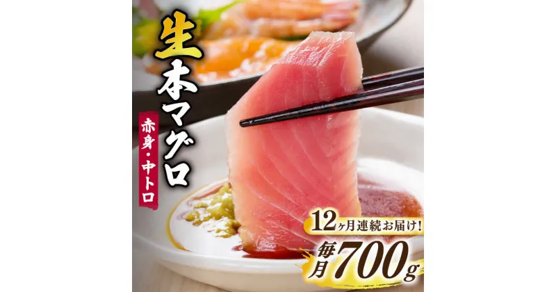 【ふるさと納税】【全12回定期便】【ながさき水産業大賞受賞！！】五島列島産 養殖 生本かみまぐろ 赤身 中トロ ブロック 計約700g【カミティバリュー】 [RBP069]