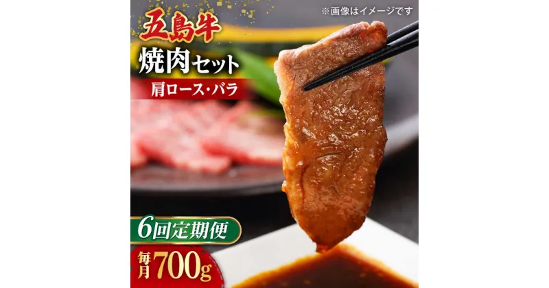 【ふるさと納税】【全6回定期便】【希少で上品なお肉をご家庭で！】五島牛 焼肉セット 肩ロース バラ 700g 約4人前【ごとう農業協同組合】[RAT007]