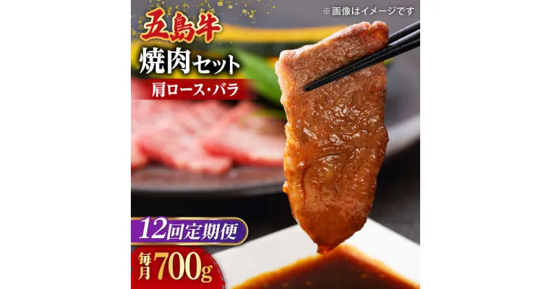 【ふるさと納税】【全12回定期便】【希少で上品なお肉をご家庭で！】五島牛 焼肉セット 肩ロース バラ 700g 約4人前【ごとう農業協同組合】[RAT008]