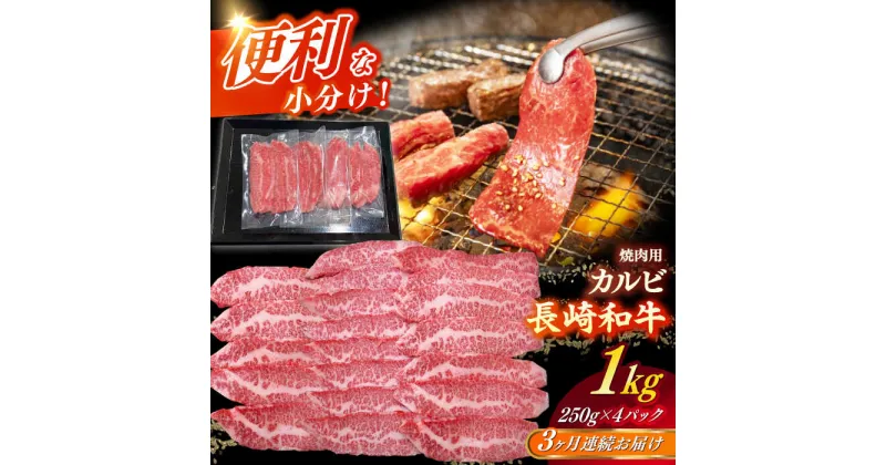 【ふるさと納税】【全3回定期便】　【日本一の和牛】 長崎和牛（A4ランク以上）カルビ焼肉用1kg 【株式会社時愉亭】[RCE014]