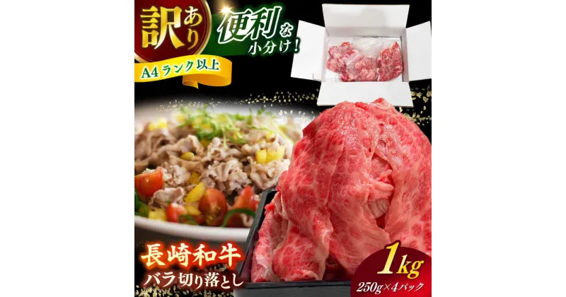 【ふるさと納税】【訳あり】 長崎和牛（A4ランク以上）1kgバラ切り落とし 250g×4P 小分け 【株式会社時愉亭】[RCE009]