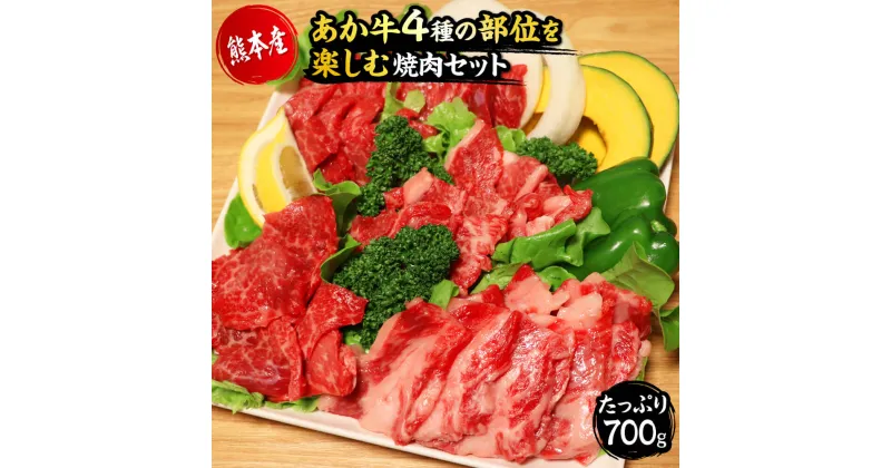 【ふるさと納税】 国産 熊本 和牛 あか牛 焼き肉 「あか牛4種のお肉を堪能する焼肉セット」 700g もも カルビ ロース 上カルビ 冷凍 プレゼント 贈り物 内祝い 送料無料