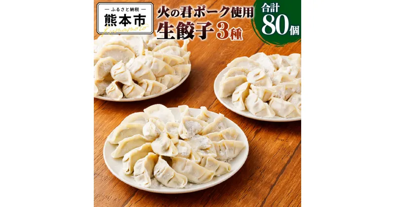 【ふるさと納税】 熊本県産 火の君ポーク® 生ぎょうざ 3種セット 合計80個 生肉餃子 1パック10個入り 生肉餃子 生餃子 しそ入り生餃子 餃子 ぎょうざ ギョウザ 肉餃子 豚 豚肉 肉 中華 惣菜 おかず 3種 セット 国産 九州産 熊本市産 冷凍 送料無料