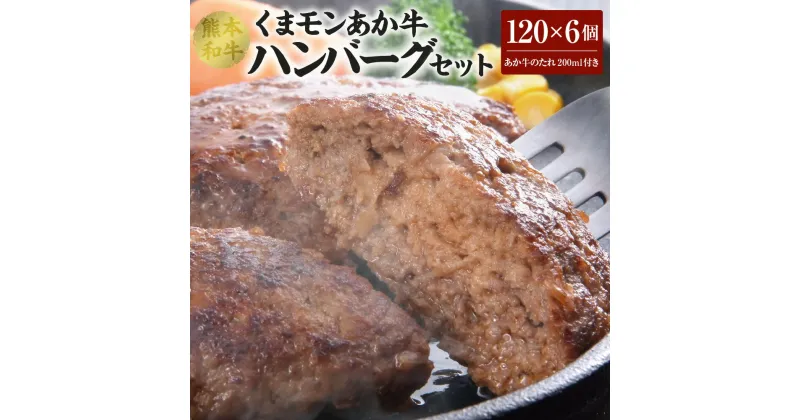 【ふるさと納税】 くまモン あか牛 ハンバーグ セット （あか牛ハンバーグ120g×6個、あか牛のたれ200ml付き） 洋風惣菜 惣菜 洋食 おかず たれ たれ付き 焼くだけ こだわり 個包装 パック 赤牛 和牛 熊本県産 国産 冷凍 送料無料