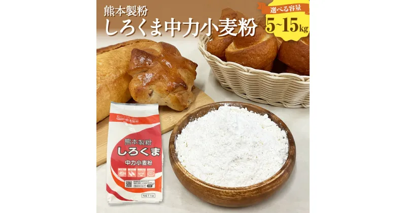 【ふるさと納税】 ＜選べる容量＞ 熊本製粉 しろくま中力小麦粉 5袋～15袋 1袋1kg 合計5kg～15kg 中力粉 小麦粉 小麦 家庭用 調理 料理 天ぷら 洋菓子 お菓子作り 粉 袋 熊本市 常温 長期保存 送料無料