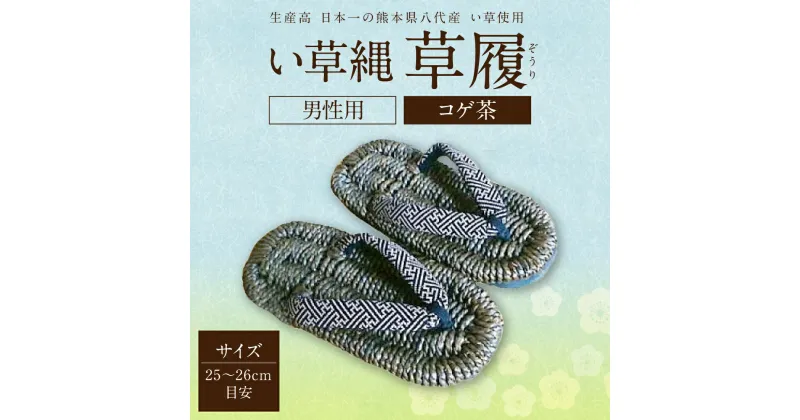 【ふるさと納税】い草縄 草履 ぞうり 男性用 コゲ茶 メンズ サイズ 25〜26cm目安 こげ茶 こげ茶色 いぐさ い草 イグサ 藺草 イ草 履物 サンダル ファッション 涼しい 和装 国産 九州産 送料無料