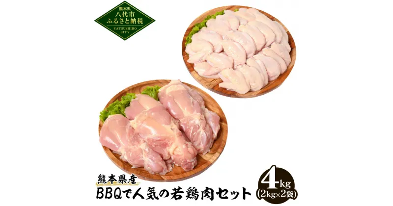 【ふるさと納税】熊本県産 BBQで人気の若鶏肉セット 合計4kg もも肉 手羽先 各2kg 若鶏 鶏肉 鳥肉 お肉 国産 九州産 冷凍 大容量 送料無料