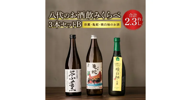 【ふるさと納税】八代のお酒飲みくらべセットB 3本 3種（純米焼酎 亀蛇・純米吟醸酒 崇薫・晩白柚のお酒）900ml 720ml 瓶 米焼酎 日本酒 焼酎 リキュール 柑橘 お酒 酒 飲み比べ 詰合せ 熊本県 九州産 国産 送料無料