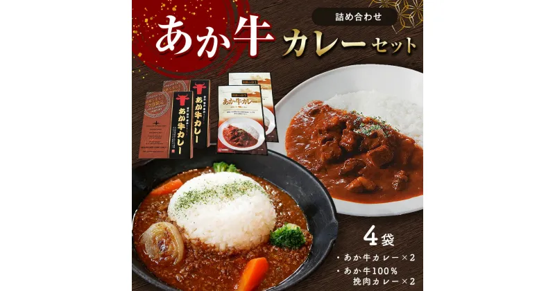 【ふるさと納税】あか牛カレー詰め合わせセット (あか牛カレー180g×2、あか牛100％挽肉カレー220g×2) 熊本 和牛 食べ比べ カレー スパイス