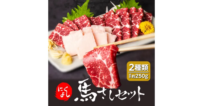 【ふるさと納税】にくよし 馬さし セット 合計約250g 2種類 特撰赤身約200g タテガミ約50g 醤油・生姜小袋付 ブロック 馬刺し 馬肉 真空パック 冷凍 熊本県 九州 送料無料