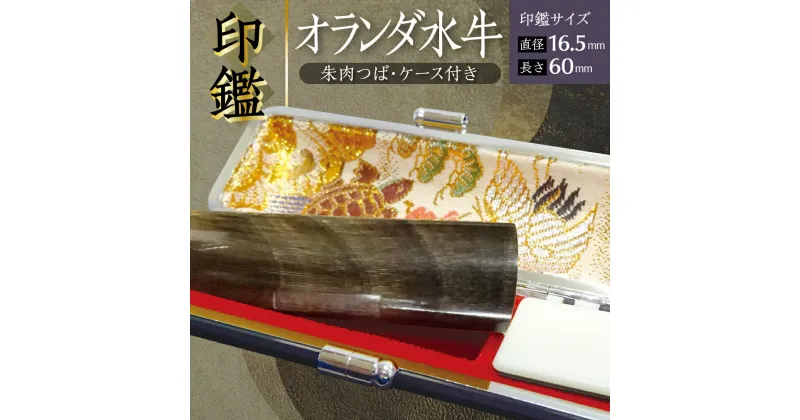 【ふるさと納税】印鑑 オランダ水牛 朱肉つば付き ケース付き 直径16.5mm×長さ60mm アタリ はんこ 朱肉 銀行印 実印 受注生産 熊本県 送料無料