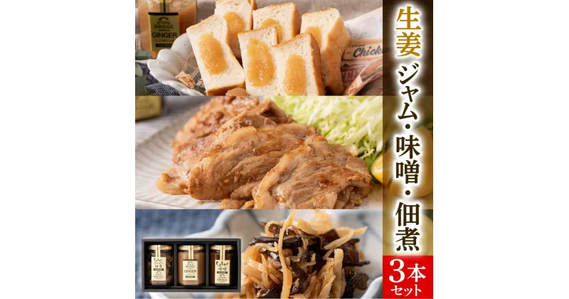 【ふるさと納税】生姜ジャム 生姜味噌 生姜ときくらげの佃煮 3本セット 調味料 セット 詰め合わせ しょうが みそ つくだに 惣菜 ご飯のお供 箱入り 熊本県 八代市 東陽町 送料無料