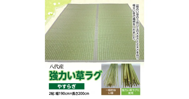 【ふるさと納税】八代産 い草 強力い草ラグ やすらぎ 2帖 幅190cm×長さ200cm 1枚 イグサ 熊本県産 ラグ マット 和風 工芸 伝統 上敷き 国産 九州 送料無料