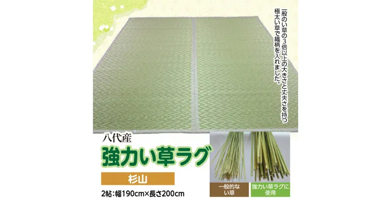 【ふるさと納税】八代産 い草 強力い草ラグ 杉山 2帖 幅190cm×長さ200cm 1枚 イグサ 熊本県産 ラグ マット 和風 工芸 伝統 上敷き 国産 九州 送料無料