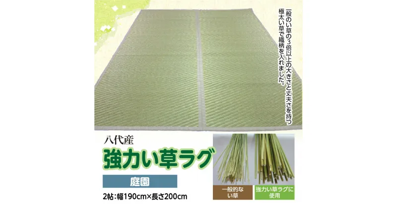 【ふるさと納税】八代産 い草 強力い草ラグ 庭園 2帖 幅190cm×長さ200cm 1枚 イグサ 熊本県産 ラグ マット 和風 工芸 伝統 上敷き 国産 九州 送料無料