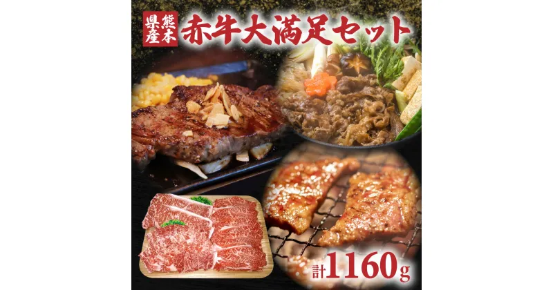 【ふるさと納税】熊本県産 あか牛 大満足セット 合計約1160g サーロインステーキ (180g×2枚) ロース（400g） 肩肉・モモすき焼き（400g） 詰め合わせ 焼肉 肉 あか牛 牛肉 すきやき セット ご褒美 冷凍 送料無料