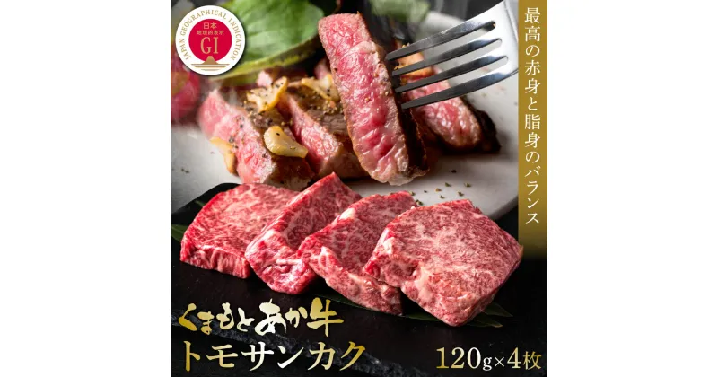 【ふるさと納税】【GI認証】くまもとあか牛トモサンカク 120g×4枚 牛肉 あか牛 ステーキ 送料無料