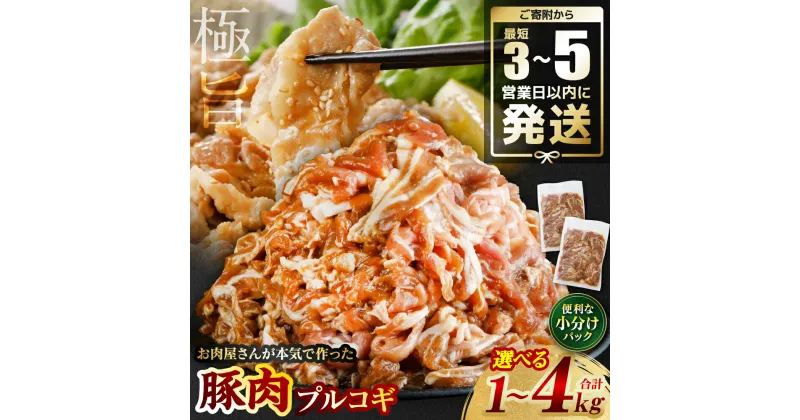 【ふるさと納税】豚肉 プルコギ 切り落とし 1kg～4kg 選べる内容量 ＼スピード発送／ 豚肉プルコギ ポーク 切り落とし 味付き タレ漬け 焼肉 野菜炒め ご飯のおかず 白米との相性抜群 豚 冷凍 小分け 真空 便利 簡単 送料無料 レビューキャンペーン＜最短3-5営業日以内発送＞