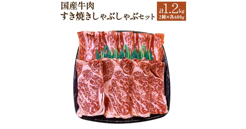 【ふるさと納税】国産牛肉 すき焼きしゃぶしゃぶセット 約600g×2種類 合計約1.2kg すきやき ロース カルビ 国産 牛肉 冷凍 送料無料