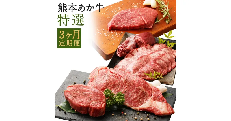 【ふるさと納税】熊本あか牛 特選 3ヶ月定期便 お肉 セット 定期便 ヒレ サーロイン ステーキ 牛タン ミニステーキ 熊本県産 九州産 国産 冷凍 送料無料