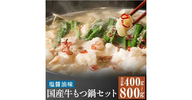 【ふるさと納税】国産牛もつ鍋セット 塩醤油味 合計約400g/約800g 選べる内容量 1パック約200g もつ鍋 ホルモン スープ付き 小腸 塩醤油スープ 鍋 国産 牛肉 冷凍 送料無料