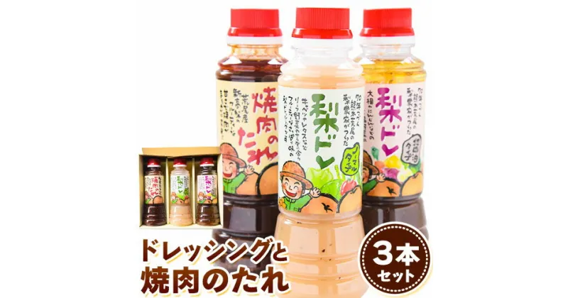 【ふるさと納税】梨ドレッシングと焼肉のタレ3本 鶴田農園《60日以内に出荷予定(土日祝除く)》熊本県 荒尾市産 ドレッシング 焼肉のたれ タレ 梨 果物 フルーツ