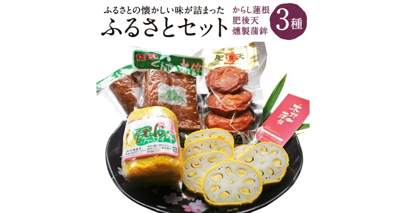 【ふるさと納税】ふるさとセット からし蓮根・肥後天・燻製蒲鉾 からしれんこん ひごてん くんせい かまぼこ 蓮根 蒲鉾 お酒 さけ おつまみ バラエティセット 熊本県 送料無料