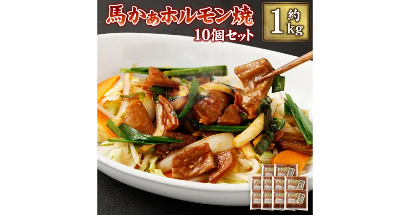 【ふるさと納税】馬かぁホルモン焼10個セット 約1kg 約100g×10 ホルモン 馬肉 惣菜 おかず おつまみ 冷凍 送料無料