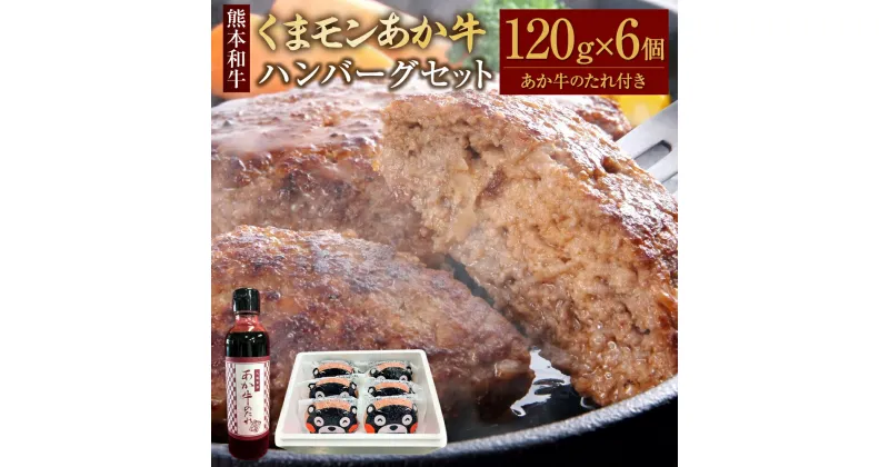 【ふるさと納税】くまモン あか牛ハンバーグセット ハンバーグ 約120g×6個 あか牛のたれ付き 約200ml あか牛 あかうし 和牛 牛肉 お肉 肉 くまモンパッケージ セット タレ 洋食 国産 九州 熊本県 水俣市 送料無料