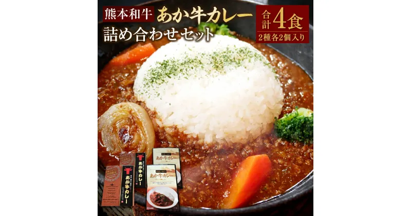 【ふるさと納税】あか牛カレー詰め合わせセット 合計4個 2種 あか牛カレー 約180g×2個 あか牛100％挽肉カレー 約220g×2個 あか牛 あかうし 牛肉 和牛 お肉 肉 カレー 詰め合わせ セット 挽肉 カレー レトルト 九州 熊本県 水俣市 送料無料