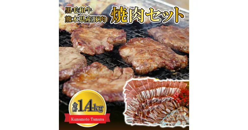 【ふるさと納税】牛肉 焼肉 黒毛和牛 国産豚肉 焼肉セット 合計1.4kg アウトドア バーベキュー おうち時間 熊本 送料無料