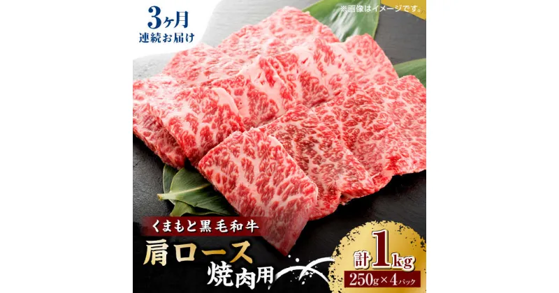 【ふるさと納税】【3回定期便】くまもと黒毛和牛 焼肉用 肩ロース 1000g（250g×4pc）【馬刺しの郷 民守】[ZBL065]