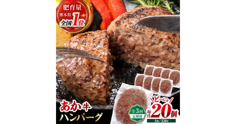 【ふるさと納税】【全3回定期便】あか牛100％ ハンバーグ ステーキ 150g×20パック 計3.0kg【株式会社 利他フーズ】[ZBK032]