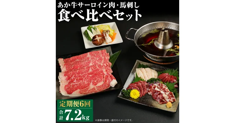 【ふるさと納税】【定期便計6回】あか牛 すきやき・しゃぶしゃぶ用 サーロイン肉1kg・馬刺し200g 食べ比べセット 6ヶ月定期便 合計7.8kg 6回お届け 牛肉 和牛 馬刺し セット 熊本県産 九州産 国産 冷凍 送料無料