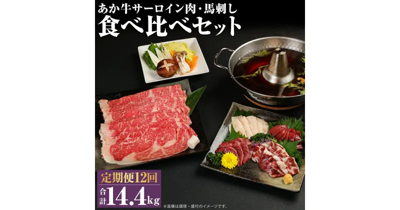 【ふるさと納税】【定期便計12回】あか牛 すきやき・しゃぶしゃぶ用 サーロイン肉1kg・馬刺し200g 食べ比べセット 12ヶ月定期便 合計15.6kg 12回お届け 牛肉 和牛 馬刺し セット 熊本県産 九州産 国産 冷凍 送料無料