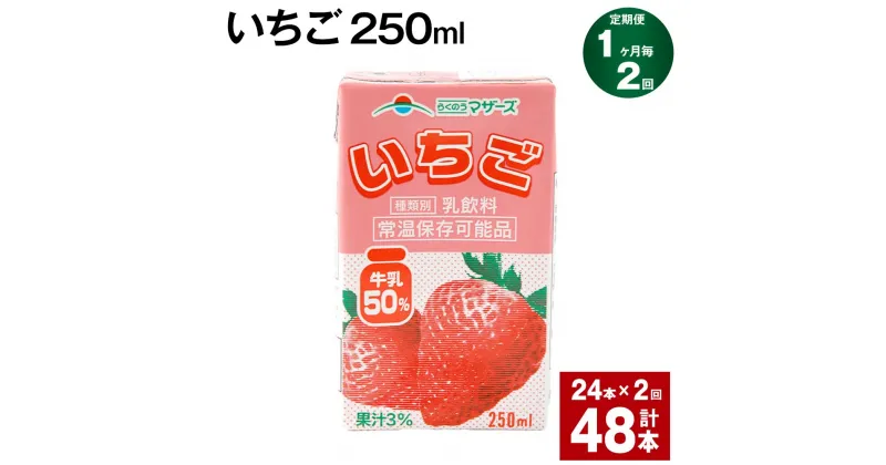 【ふるさと納税】【定期便】【1ヶ月毎2回】いちご 250ml 24本 計48本（24本×2回） いちごミルク いちご果汁 苺 イチゴ 牛乳 乳飲料 ジュース ドリンク 熊本県産 国産 九州 熊本県 菊池市 送料無料