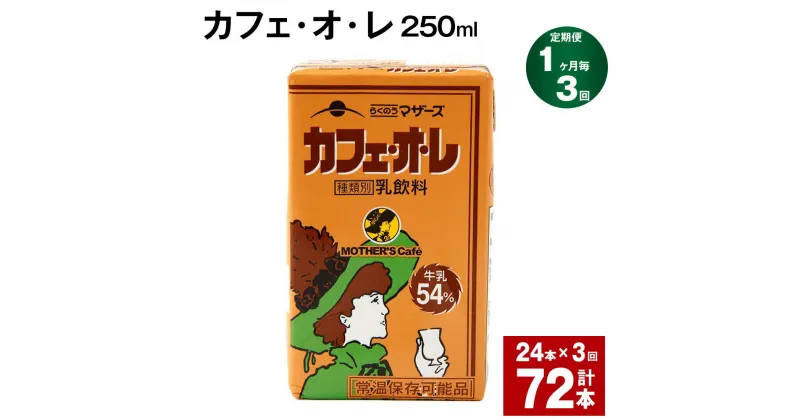 【ふるさと納税】【定期便】【1ヶ月毎3回】カフェ・オ・レ 250ml 24本 計72本（24本×3回） カフェオレ 牛乳 コーヒー 珈琲 乳飲料 らくのうマザーズ ジュース ドリンク 熊本県産 国産 九州 熊本県 菊池市 送料無料