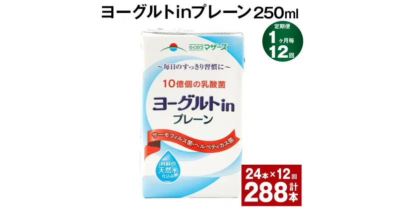 【ふるさと納税】【定期便】【1ヶ月毎12回】ヨーグルトinプレーン 250ml 計288本（24本×12回）ヨーグルト飲料 乳酸菌 ドリンク 飲み物 飲料 常温保存 国産 熊本県産 熊本県 菊池市 送料無料