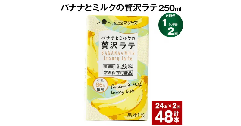 【ふるさと納税】【定期便】【1ヶ月毎2回】バナナとミルクの贅沢ラテ 250ml 24本 計48本（24本×2回） バナナラテ バナナ バナナ牛乳 バナナミルク 完熟バナナ ミルク ラテ フルーツラテ 牛乳 らくのうマザーズ 紙パック 熊本県産 国産 九州 熊本県 菊池市 送料無料