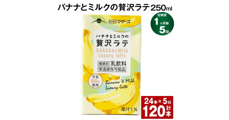 【ふるさと納税】【定期便】【1ヶ月毎5回】バナナとミルクの贅沢ラテ 250ml 24本 計120本（24本×5回） バナナラテ バナナ バナナ牛乳 バナナミルク 完熟バナナ ミルク ラテ フルーツラテ 牛乳 らくのうマザーズ 紙パック 熊本県産 国産 九州 熊本県 菊池市 送料無料