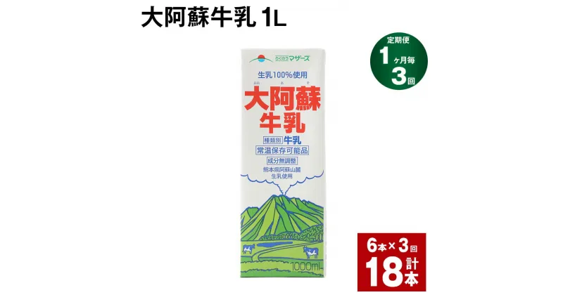 【ふるさと納税】【定期便】【1ヶ月毎3回】大阿蘇牛乳 1L 紙パック 6本 計18本（6本×3回） 牛乳 ミルク 成分無調整牛乳 乳飲料 乳性飲料 熊本県産 国産 九州 熊本県 菊池市 送料無料